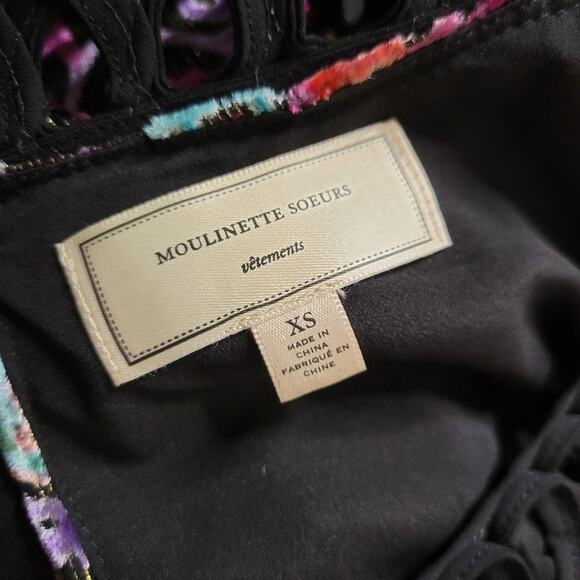 Moulinette Soeurs Anthropologie Linnea Burnout Velvet Metallic Dress Size XS - Picture 3 of 13